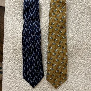 Tiffany & Co. Navy and Gold Patterned Ties